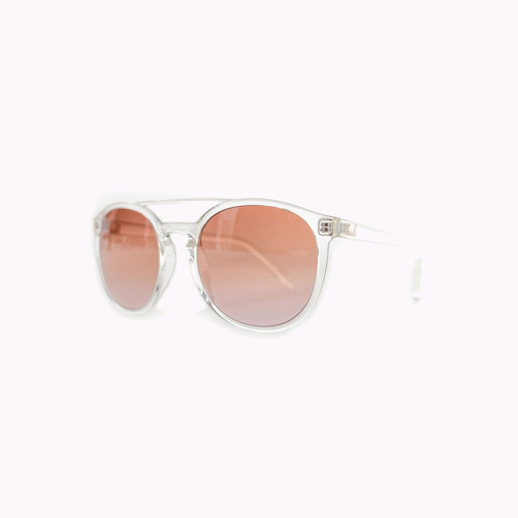 Womens sunglasses with a clear, transparent frame