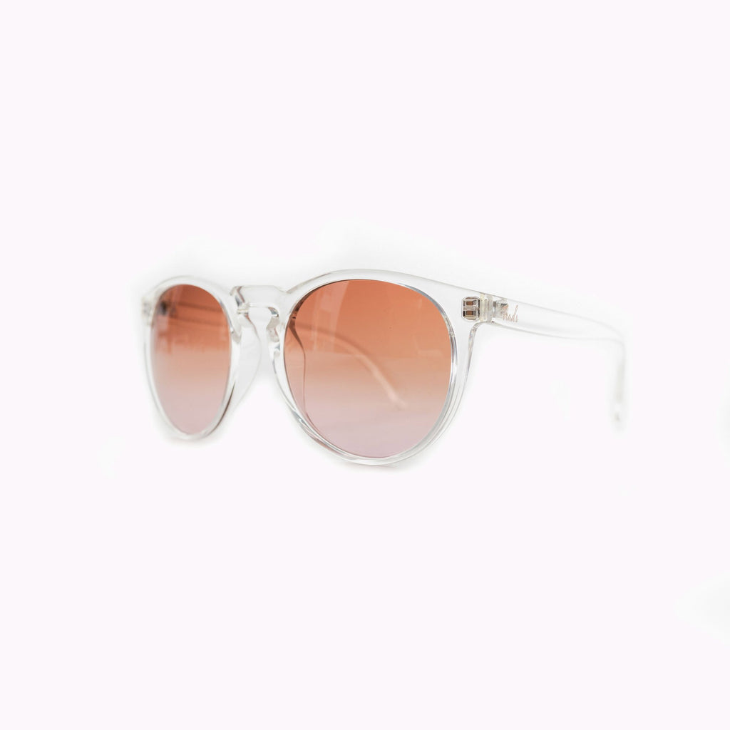 Womens sunglasses with a clear frame and graduated lens