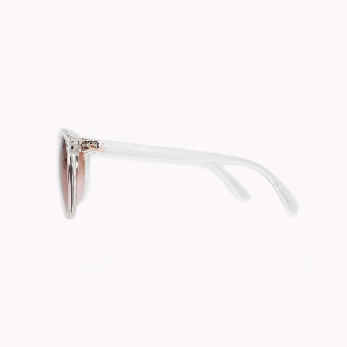 Womens sunglasses with a transparent frame that is handmade in Italy.